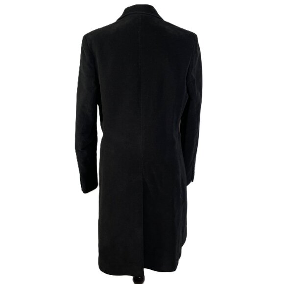 Banana Republic Winter Trench Coat Black Cotton Velvet Vintage Size L - Picture 4 of 15